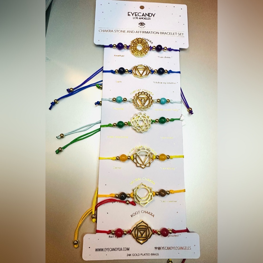 Eye Candy Los Angeles Chakra Bracelet Set with Gold Accents
